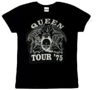 Queen 'Tour 75' Women's / Juniors Black T shirt (X Large) [Apparel] Clothing
