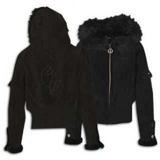 Baby Phat Women's Suede Hooded Jacket ( sz. S, Gold ) Clothing