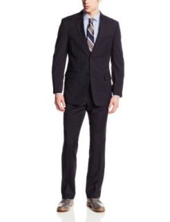 Tommy Hilfiger Men's Nathan Navy Stripe Two Button Side Vent Suit Clothing