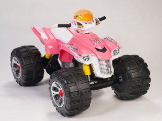 Extreme Kids 12V Power ATV Quad Monster Wheels 4 Wheeler In Pink for Girls With 2 Motors, 2 Speeds Toys & Games