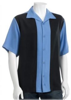 Nat Nast Men's Color Block Short Sleeve Silk Twill Shirt, Black/Wheat, Medium Clothing