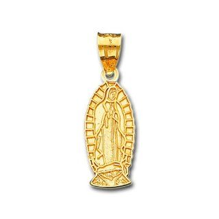14K Solid Yellow Gold Virgin Guadalupe Charm Pendant IceNGold Jewelry