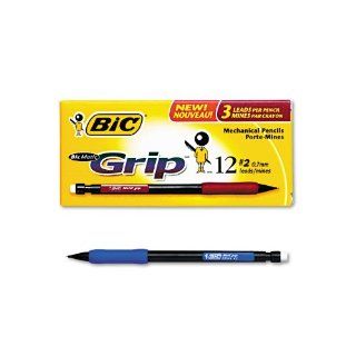 BIC Matic Grip Mechanical Pencil, HB #2, 0.7 mm, Red, Blue, Yellow, Green & Grey, 12 Pencils
