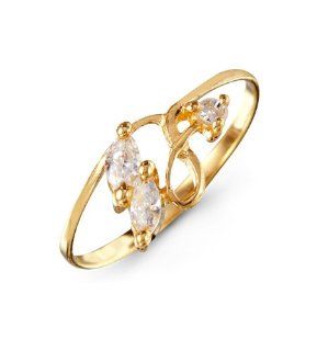 Marquise White CZ Twist Womens 14k Yellow Gold Ring Jewelry
