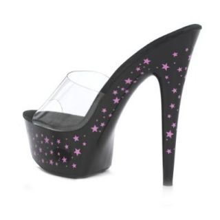 6 Inch Sexy Shoes Star Platform Sandals Slip On Shoes Open Toe Black Shoes