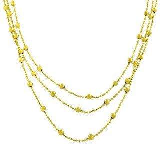 18 Karat Gold over Silver Diamond cut Bead Ball Station Necklace (18 Inch) Jewelry