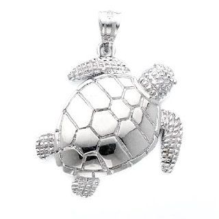Sterling Silver Diamond Cut Turtle Charm Pendant Jewelry