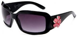 Jessica Simpson Women's J399 Rectangular Sunglasses,Black Frame/Gradient Smoke Lens,one size Clothing