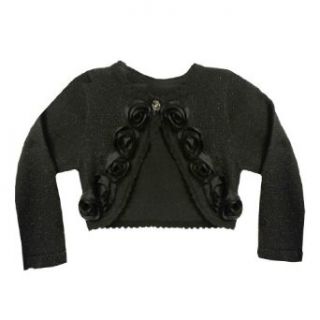 Size 24M BNJ 7613X METALLIC BLACK ROLLED ROSETTE Special Occasion Cropped Bolero Sweater/Shrug/Jacket,Bonnie Jean X57613 Baby/Infant Clothing