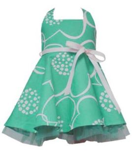 Rare Editions Baby/Infant 12M 24M TURQUOISE IVORY FLORAL PRINT HALTER Special Occasion Wedding Flower Girl Party Dress 24M RRE 08718F F108718 Clothing