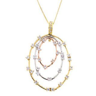 CleverSilver's Rose Yellow and White Gold Plated CZ. Diamond Pendant Jewelry