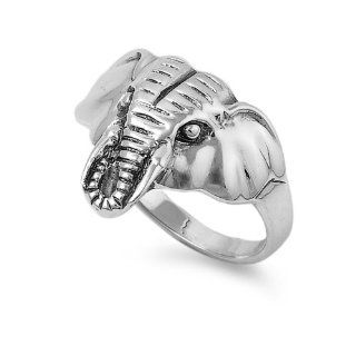 Sterling Silver Elephant Head Ring Jewelry