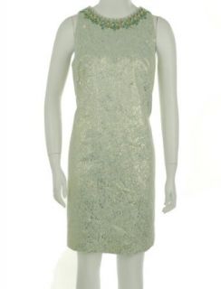 Maggy London Beaded Gold Foil Dress Light Blue Gold 8