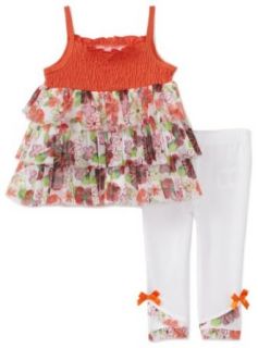 Kids Headquarters Baby girls Newborn Sleeveless Print Top with Pant, Orange, 6 9 Months Clothing