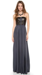 Rebecca Taylor Strapless Leather Maxi Dress