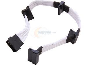 Silverstone PP07 BTSW 11.81" Sleeved Extension Power Supply Cable, 1 x 4pin to 4 x SATA Connectors