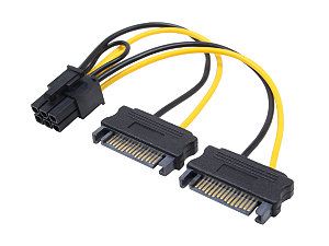 StarTech SATPCIEXADAP 6" 6in SATA Power to 6 Pin PCI Express Video Card Power Cable Adapter