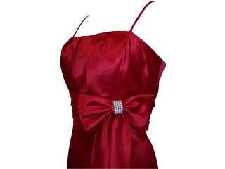 50's Style Long Satin Prom Dress Bridesmaid Gown With Bow Junior Plus Size
