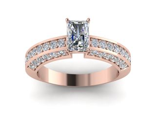 Dainty Pave Set 1.45 Ct Radiant Cut Diamond Engagement Ring  SI2 14K