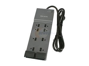 BELKIN BE108200 06 6 feet 8 Outlets 3390 Joule Home/office Surge Protector with Telephone Protection