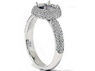 Micropave .70CT Halo Round Diamond Engagement Ring Semi Mount Setting White Gold