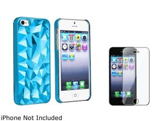 Insten Clear Blue Diamond Cut Clip on Case + Screen Protector Compatible With Apple iPhone 5 / 5s 831737