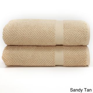 Authentic Herringbone Weave Hotel And Spa Turkish Cotton Bath Towel (set Of 2)