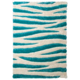 Zebra Eyelash Shag Area Rug   Turquoise (5x7)