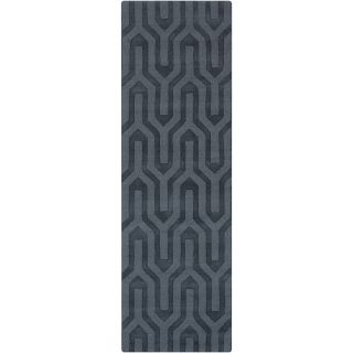 Hand Loomed Lille Solid Tone on tone Geometric Wool Area Rug (26 X 8)