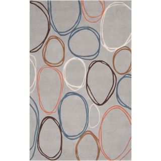 Hand tufted Contemporary Grey Dragonets Geometric Circles Abstract Rug (36 X 56)