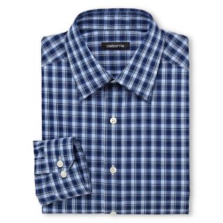 CLAIBORNE Wrinkle Free Cotton Dress Shirt, Blue, Mens