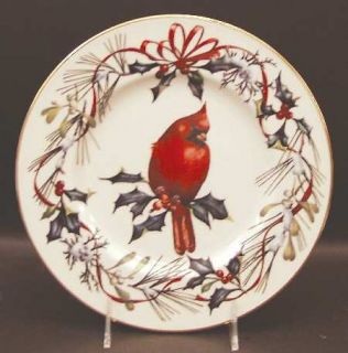 Lenox China Winter Greetings Accent Luncheon Plate, Fine China Dinnerware   Red
