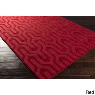 Hand Loomed Drome Solid Tone on tone Geometric Wool Area Rug (8 X 11)