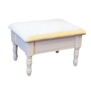 Frenchi Home Furnishing White Queen Anne Style Wood Footstool with Storage H 51 WH
