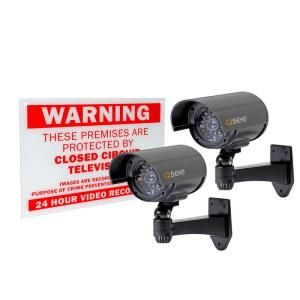 Q SEE Decoy Cameras with Warning Sign (2 Pack) QSSIGD2