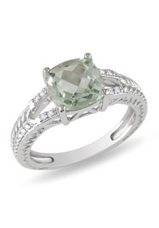 Amour U7500586119 6  Jewelry,2.0 TCW Rhodium Plated Sterling Silver Green Amethyst Cocktail Ring, Fine Jewelry Amour Rings Jewelry