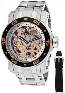 Invicta 10305  Watches,Mens Pro Diver/Scuba Mechanical Skeletonized See Thru Rose Gold/Silver Dial Stainless Steel, Casual Invicta Mechanical Watches