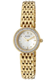 Bulova 98R148  Watches,Womens Diamond (0.16 ctw) White MOP Gold Tone Ion Plated Stainless Steel, Casual Bulova Quartz Watches