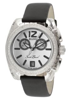 Elini Barokas WH2616SLVBLK  Watches,Womens South Beach Diamond Chronograph White Dial Black Satine, Chronograph Elini Barokas Quartz Watches