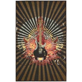 Essential Home  Dorm Room 3 x 5 Decorative Rug   Guitar