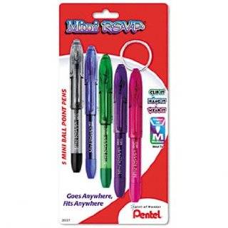 Pentel Mini R.S.V.P. Ballpoint Pen, Medium line, Assorted Ink Colors 