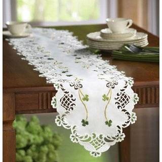 Irish Shamrock Table Runner W/ Embroidered Accents By Collections Etc