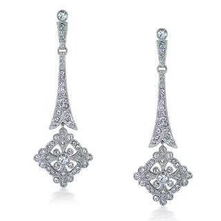   Day Gifts Bling Jewelry CZ Art Deco Floral Drop Chandelier Earrings