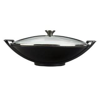 Le Creuset Enameled Cast Iron 14 1/4 Inch Wok with Glass Lid, Black 