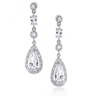   Jewelry Bridal Teardrop Legacy Bequest Classic CZ Chandelier Earrings