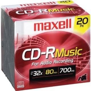 Maxell CDR 80 MUSIC GOLD Blank Recordable CD, 20 Pack