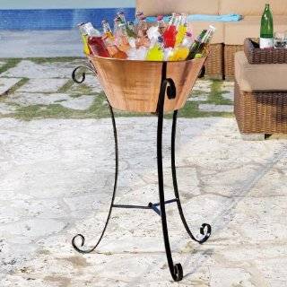  Copper Beverage Tub on Wrought Iron Stand   Antique Copper 