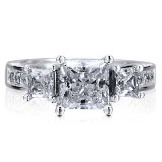   Stone CZ Rings   Princess Cut 3 Stone CZ Engagement Ring Jewelry