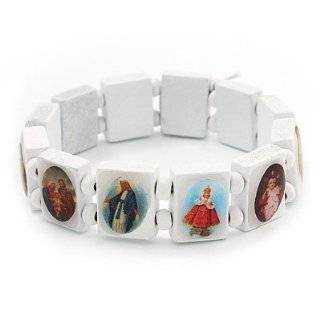 Stretch White Wooden Saints Bracelet / Jesus Bracelet / All Saints 