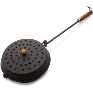 Romes Chestnut Roaster and Fireplace Popcorn Popper, Steel with Wood 